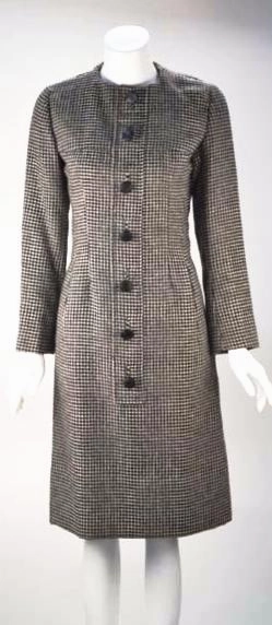 1950s Christian Dior Houndstooth Designer Cape and Dress Set
