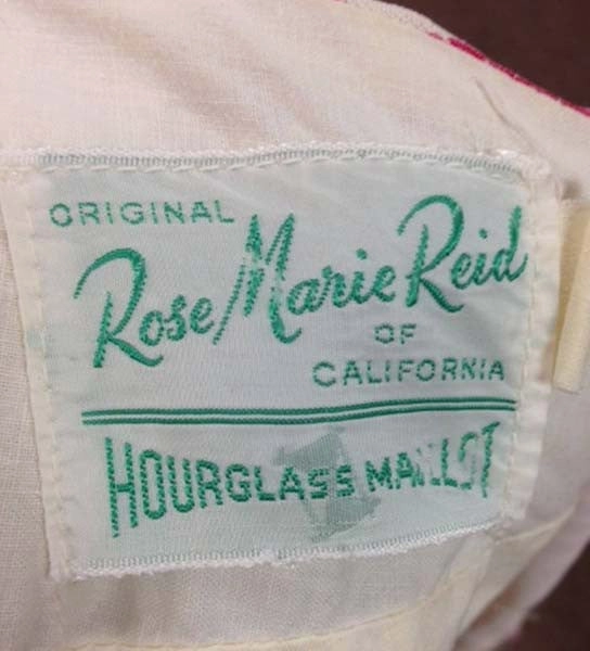 1950s Rose Marie Reid Bloomer Cream and Pink Swimsuit