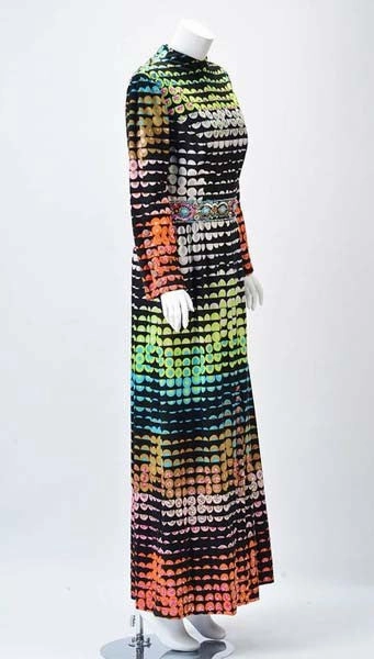 1960s Valentina Colorful Pixelated Print Dress