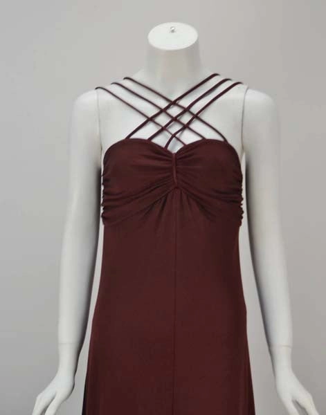 1970s Joy Stevens Criss Cross Strap Dress