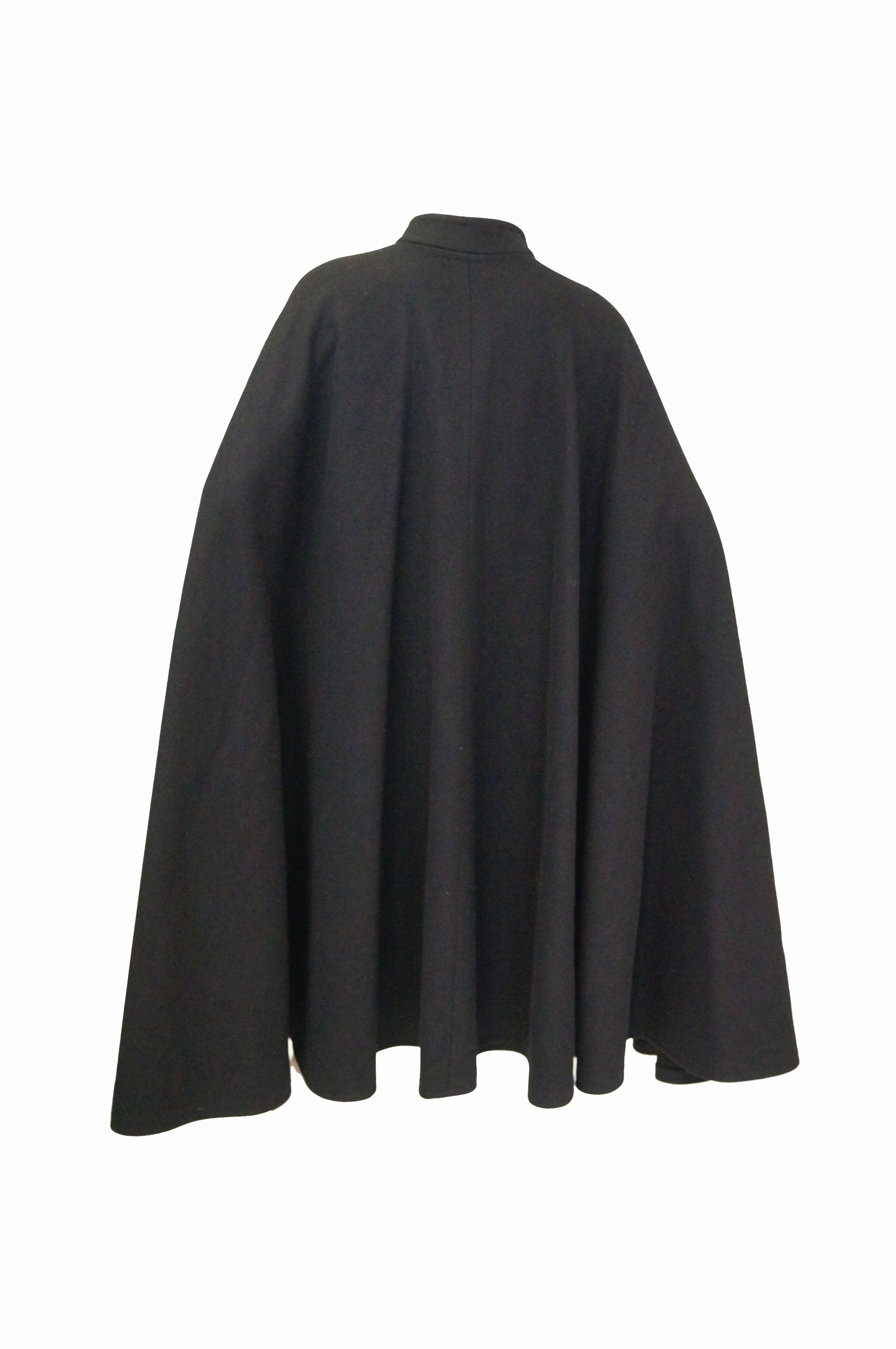 1970s Yves Saint Laurent Mandarin Collar Black Wool Cape