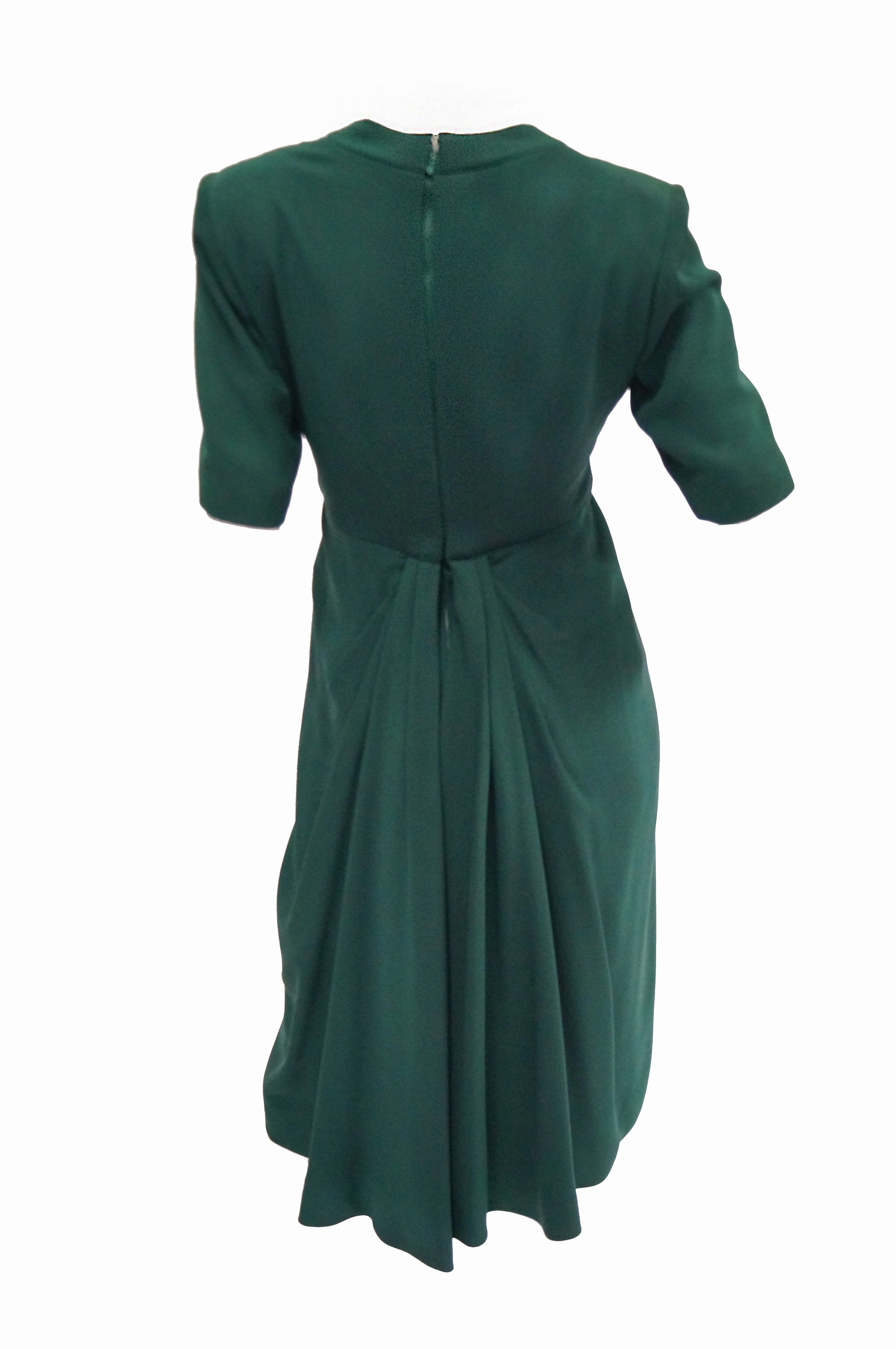 1990s Dior Haute Couture Green Silk Cocktail Dress, Numbered