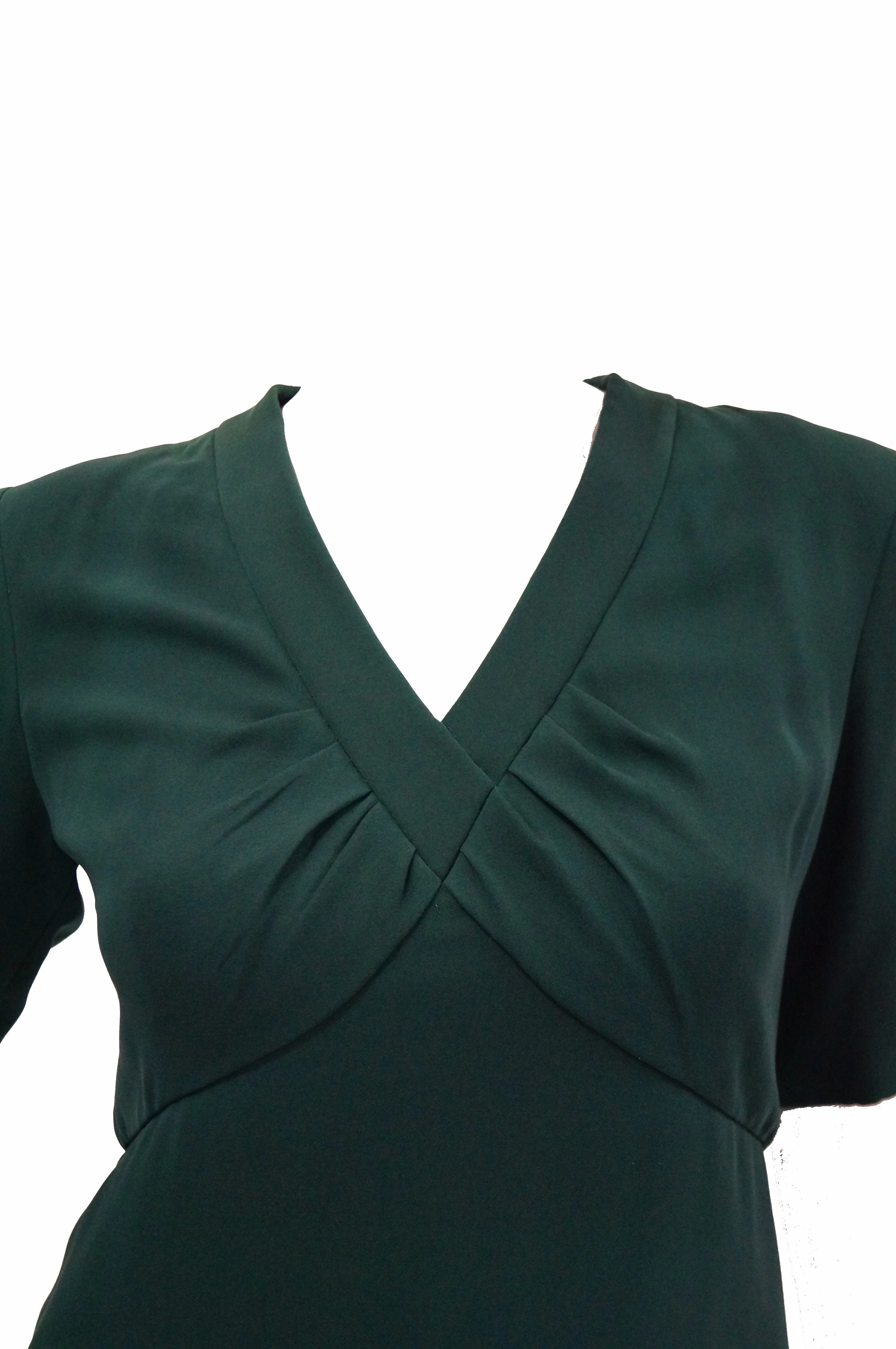 1990s Dior Haute Couture Green Silk Cocktail Dress, Numbered