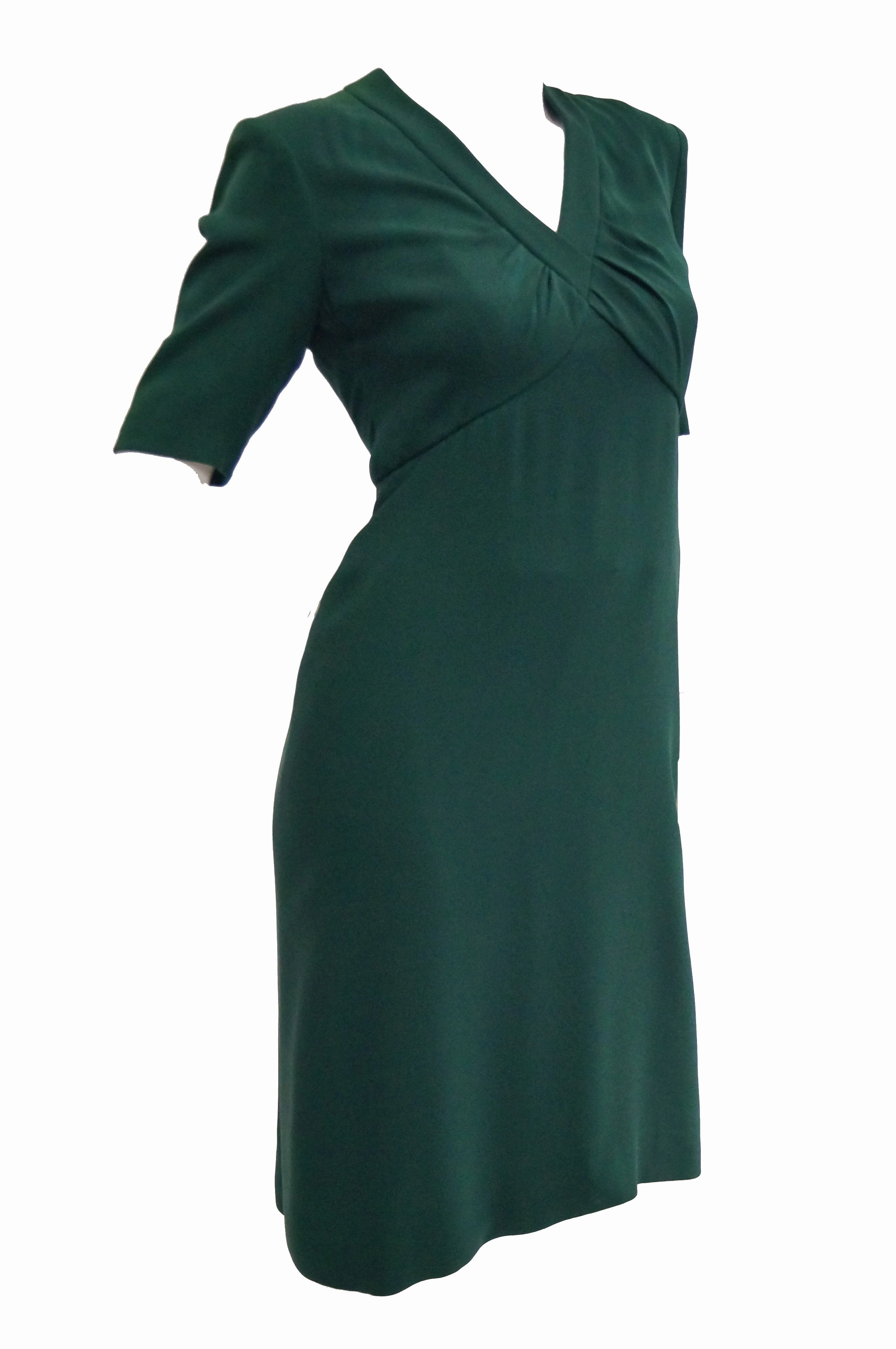 1990s Dior Haute Couture Green Silk Cocktail Dress, Numbered