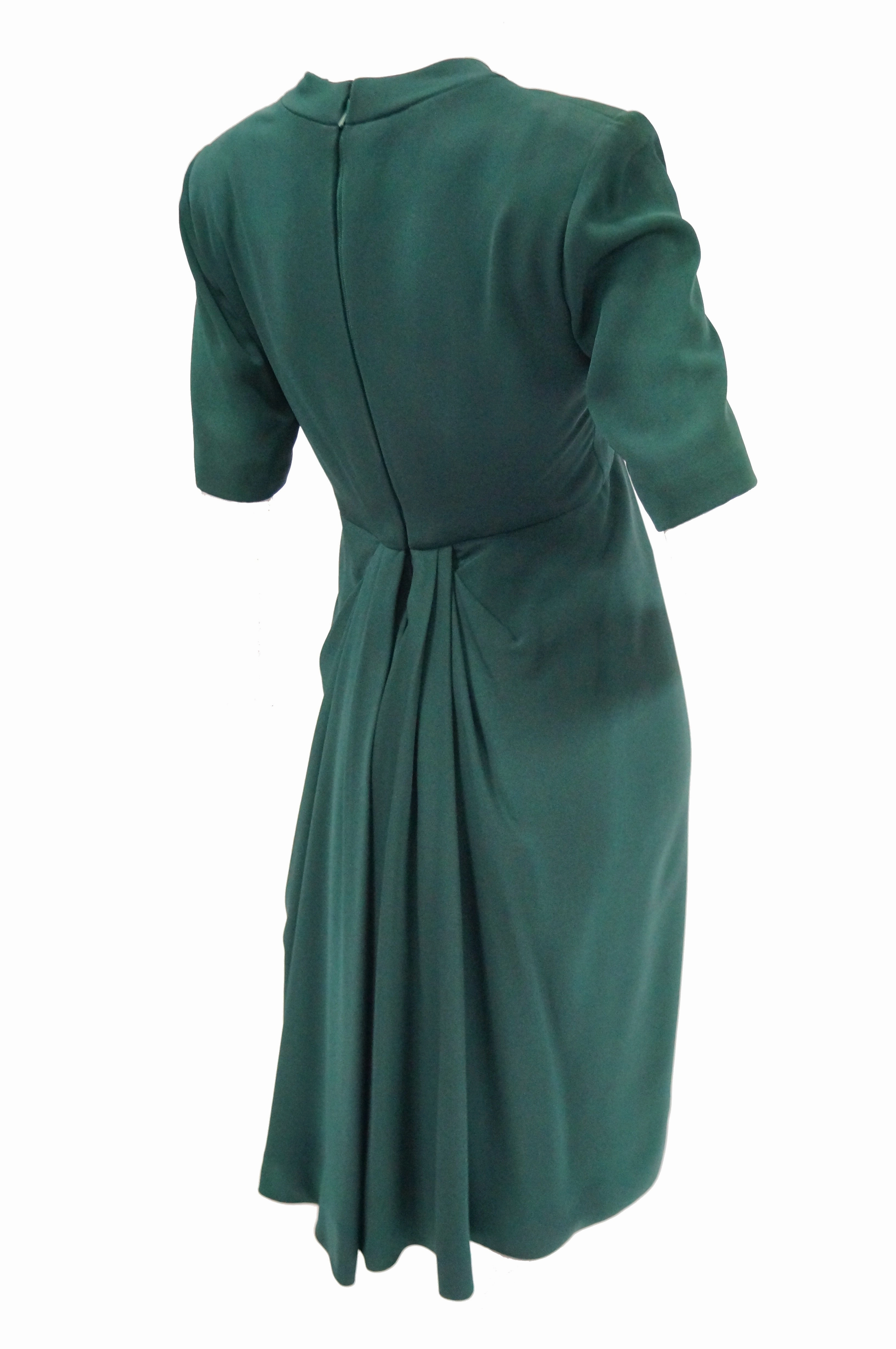 1990s Dior Haute Couture Green Silk Cocktail Dress, Numbered