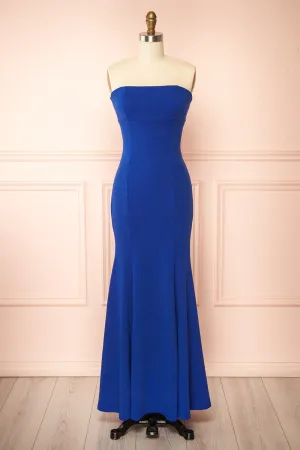Aeji Blue | Strapless Mermaid Dress with Corset Back