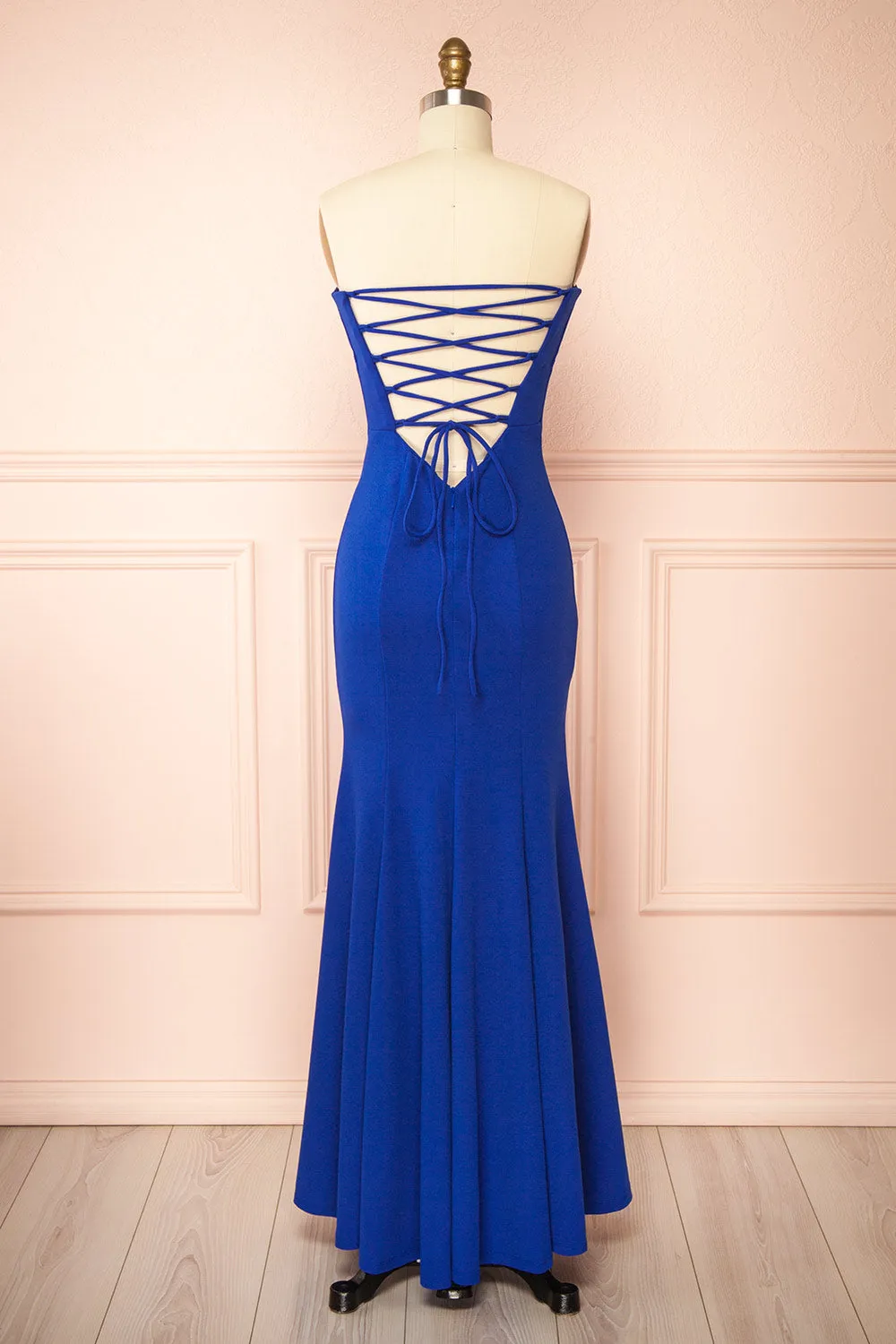 Aeji Blue | Strapless Mermaid Dress with Corset Back