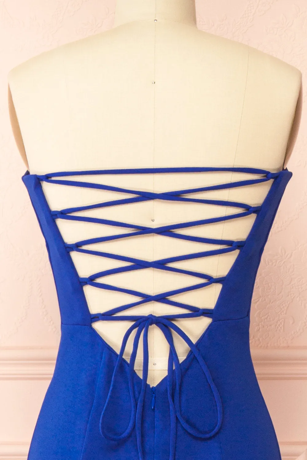 Aeji Blue | Strapless Mermaid Dress with Corset Back