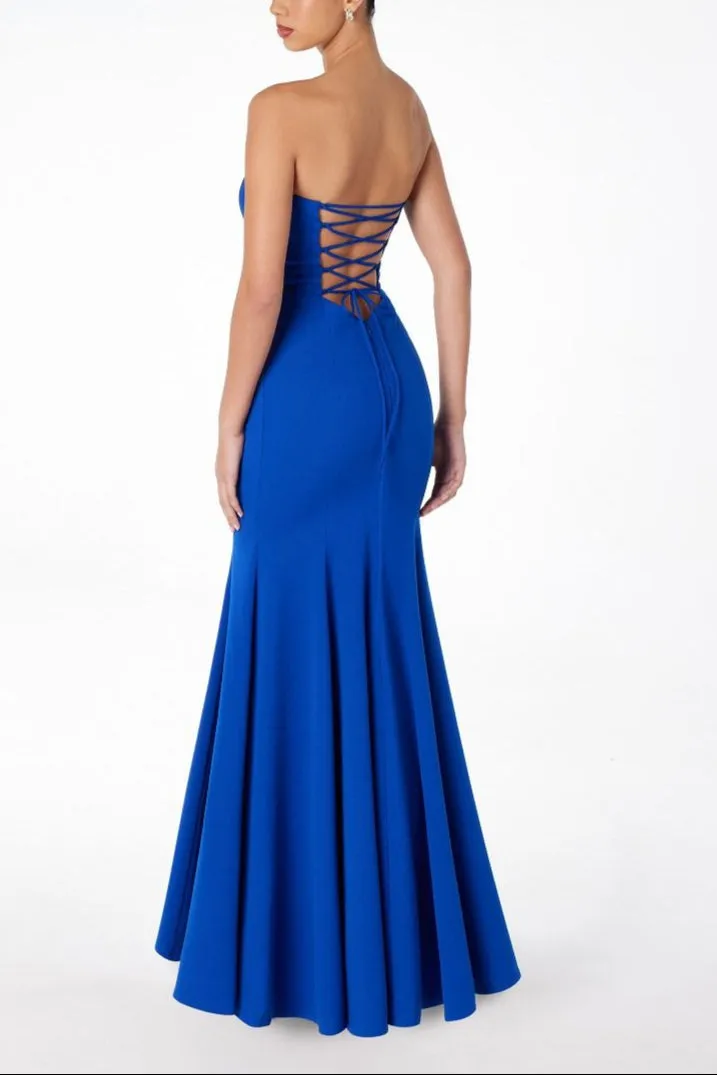 Aeji Blue | Strapless Mermaid Dress with Corset Back