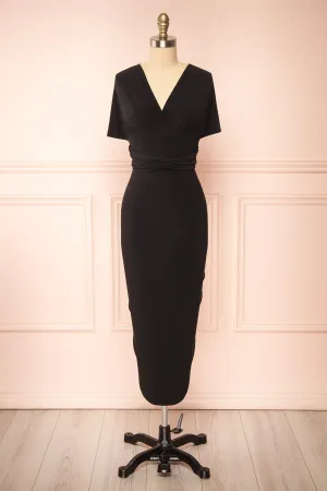 Aristella Black | Convertible Midi Dress