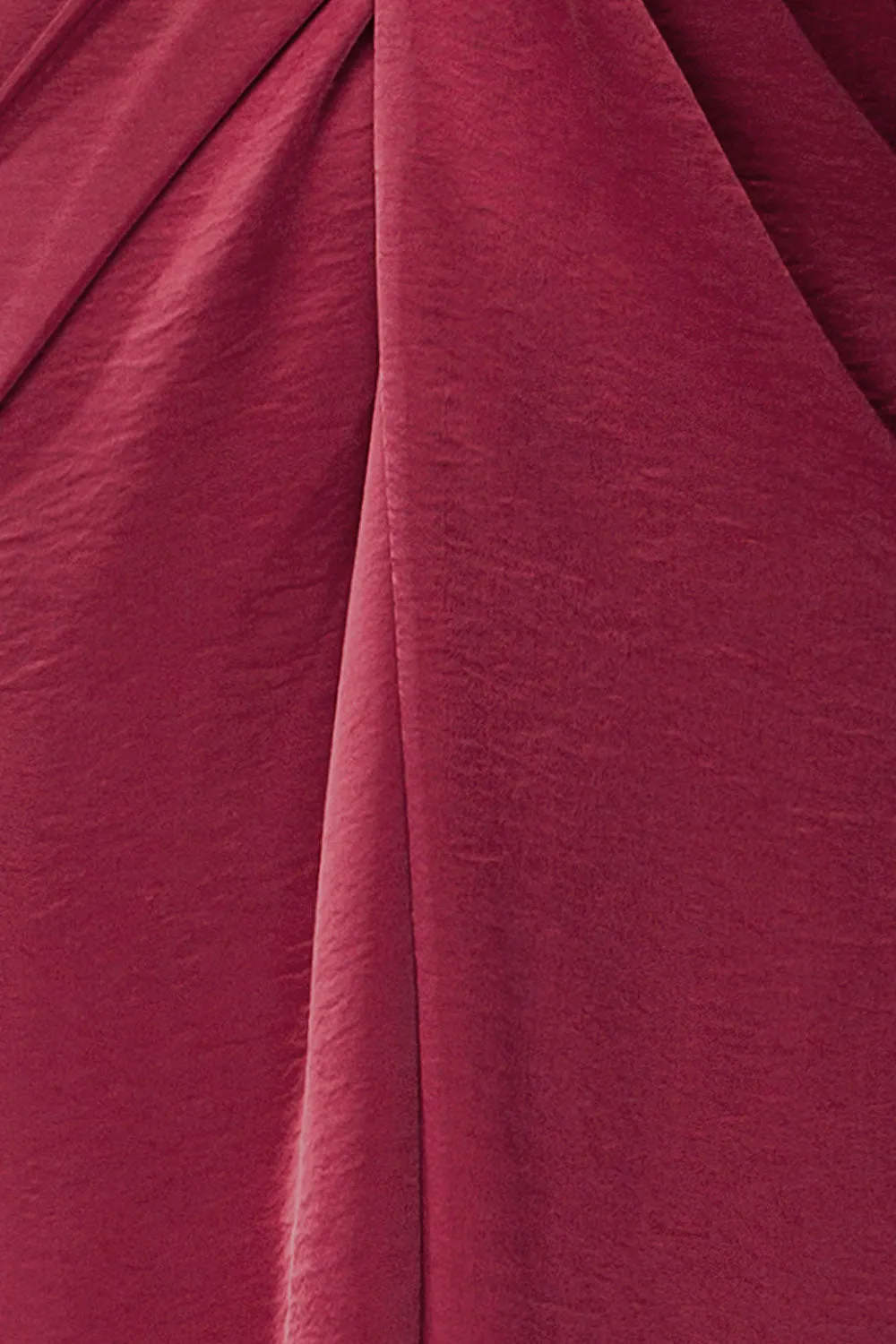 Bossie Burgundy | Long Satin Dress w/ Knot Effect