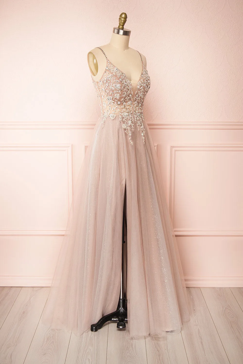 Cassia | Maxi Tulle A-Line Dress with Slit