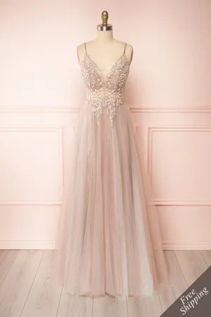 Cassia | Maxi Tulle A-Line Dress with Slit