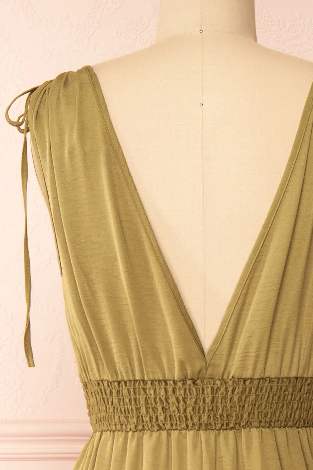Cidra | Khaki Maxi Dress w/ V-Neck