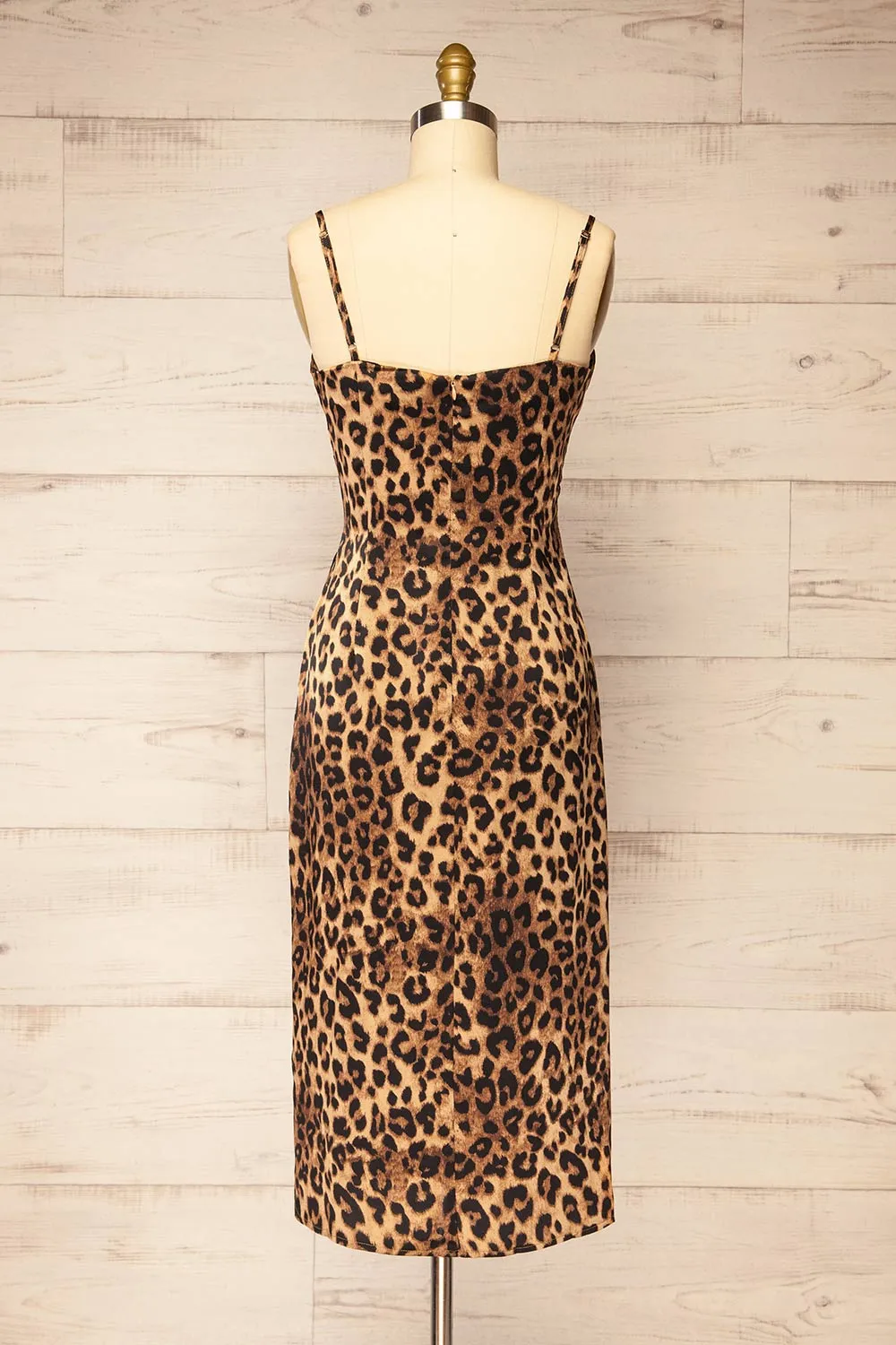 Croenen| Cowl Neck Leopard Midi Dress