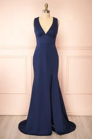 Diaz Navy | Maxi Dress w/ Train