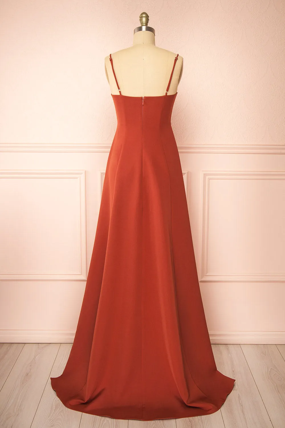Estella Rust | Maxi A-line Dress w/ Slit