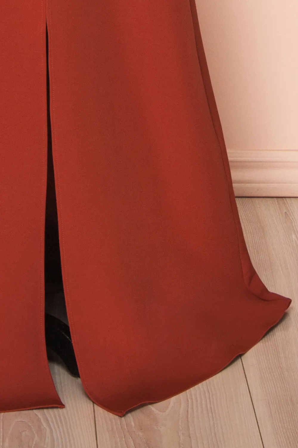 Estella Rust | Maxi A-line Dress w/ Slit