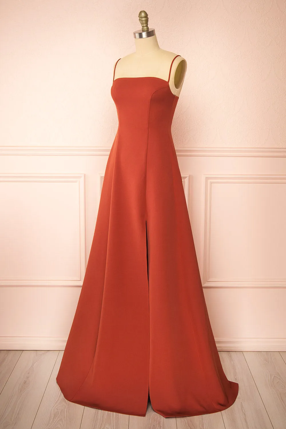 Estella Rust | Maxi A-line Dress w/ Slit