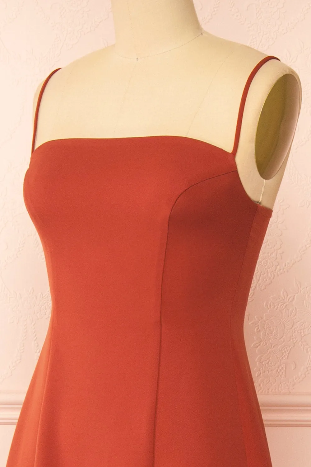 Estella Rust | Maxi A-line Dress w/ Slit