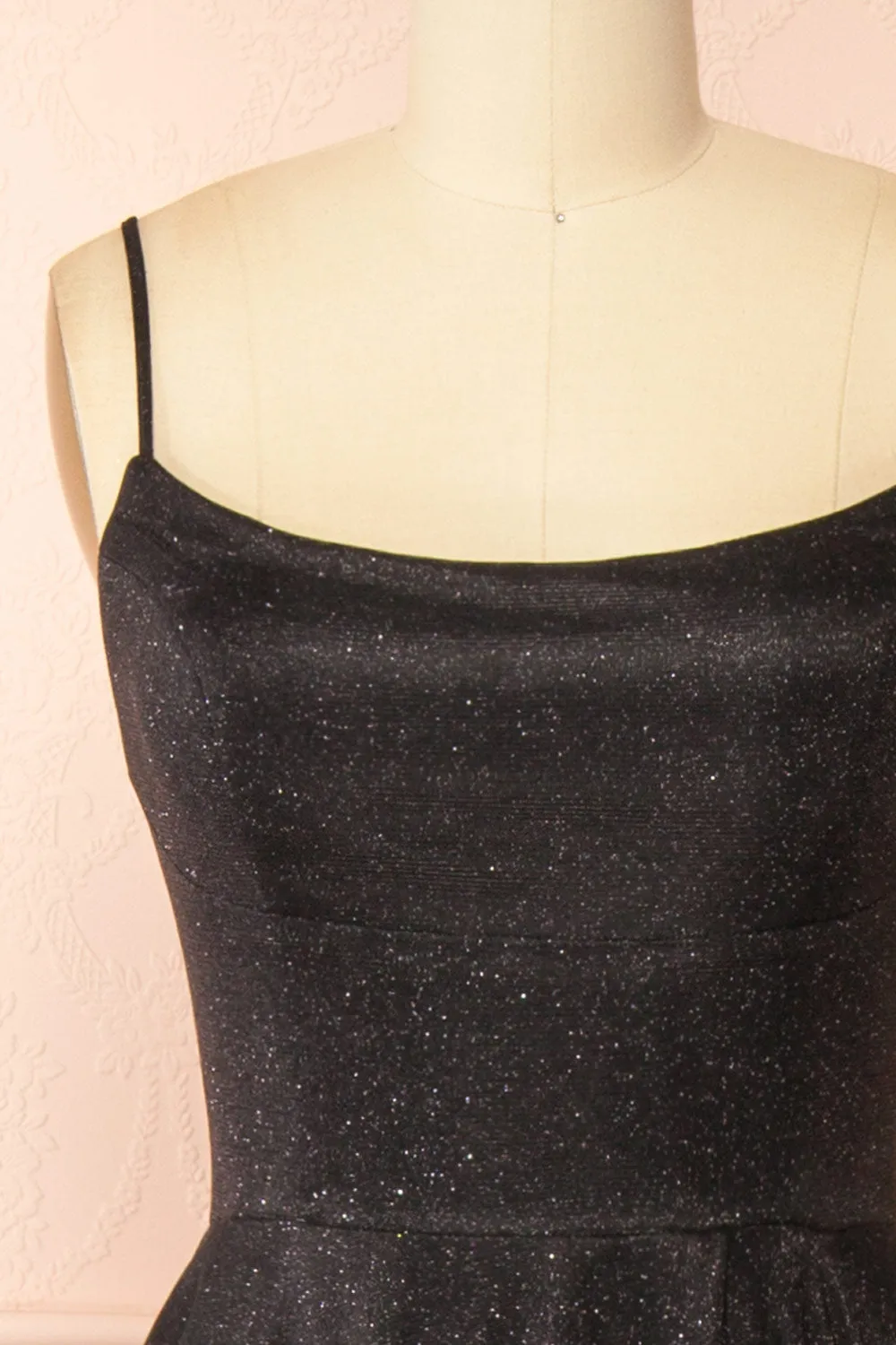 Fadia Black | Sparkly Maxi Dress w/ Slit and Pockets