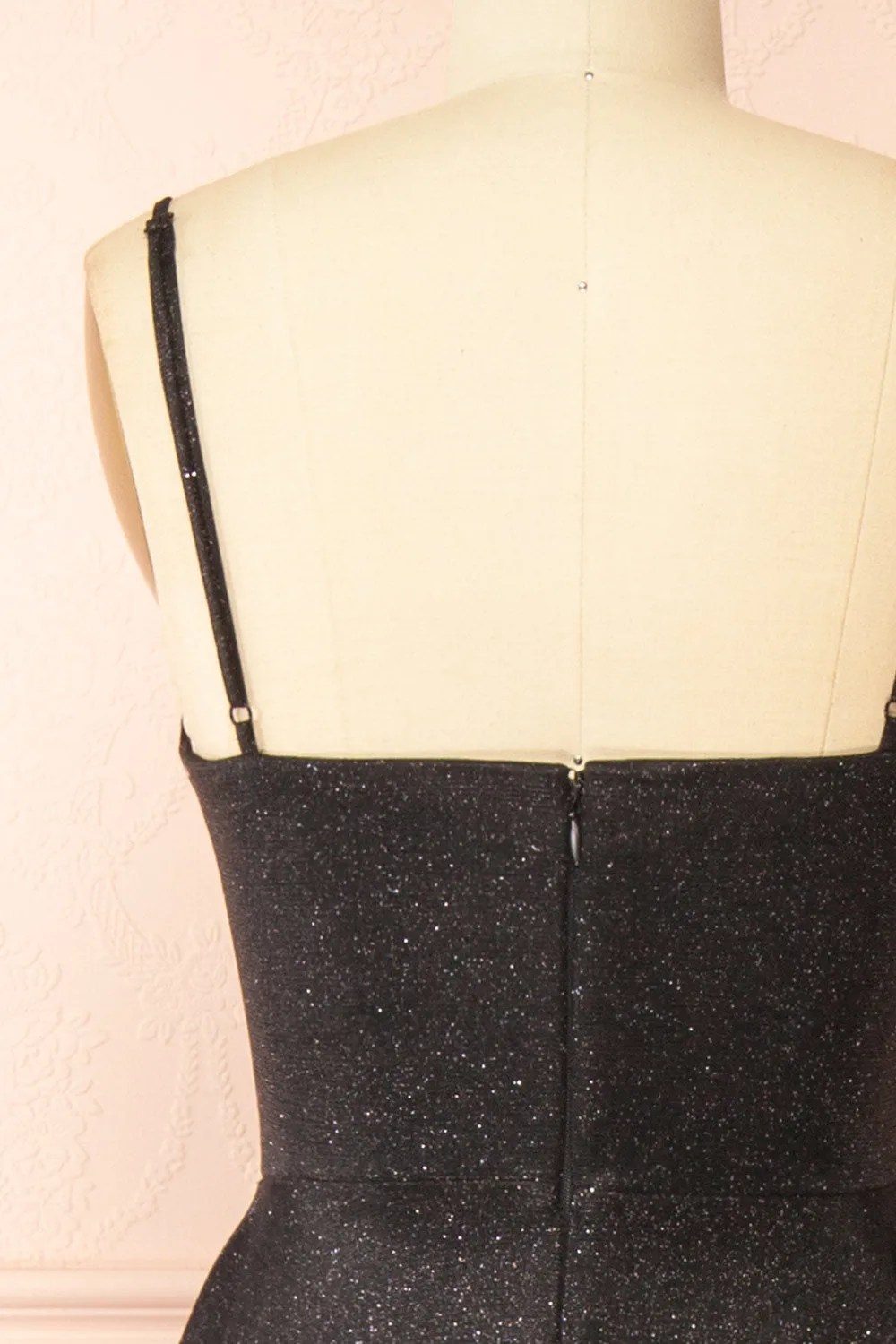 Fadia Black | Sparkly Maxi Dress w/ Slit and Pockets