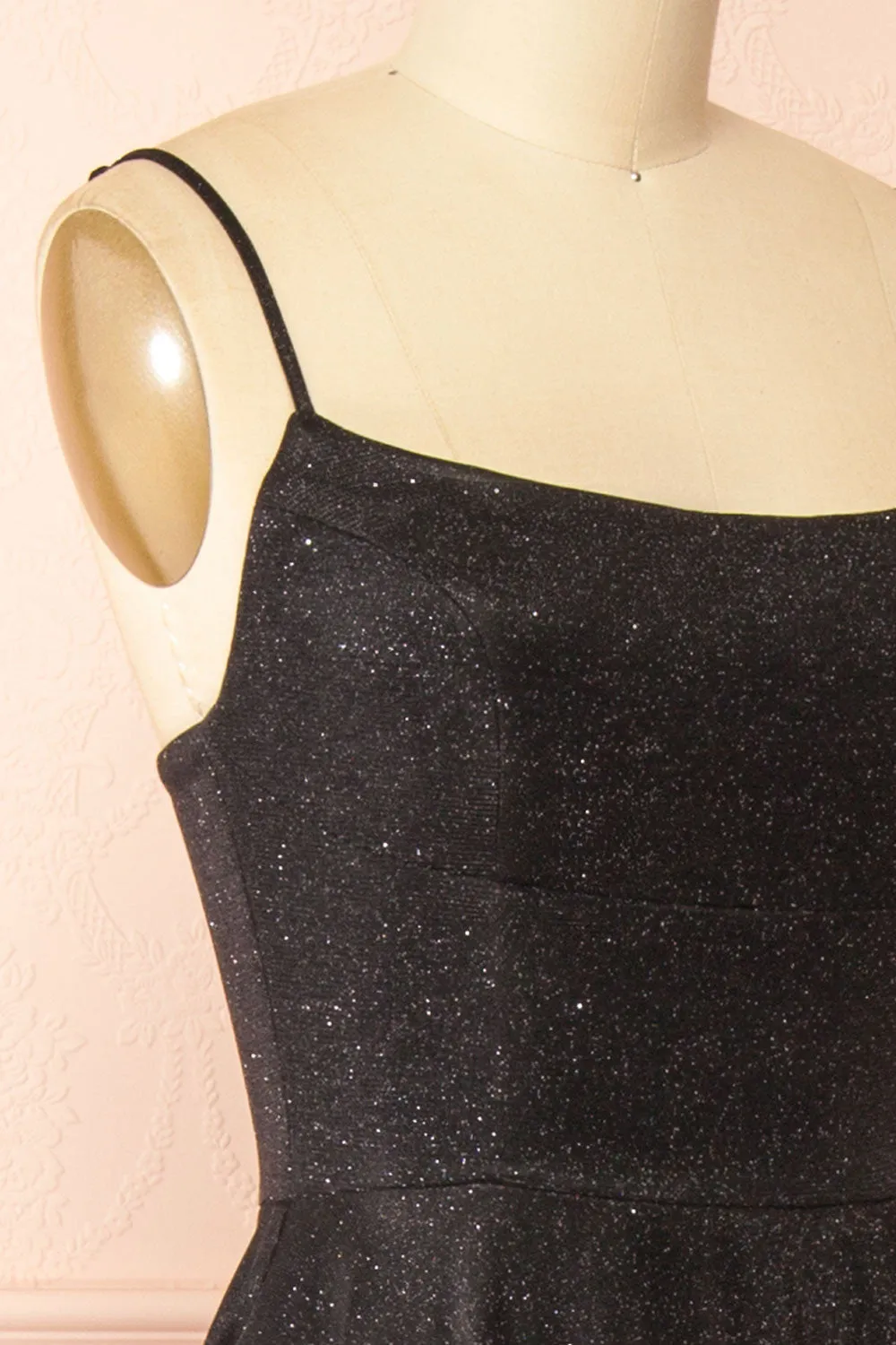 Fadia Black | Sparkly Maxi Dress w/ Slit and Pockets