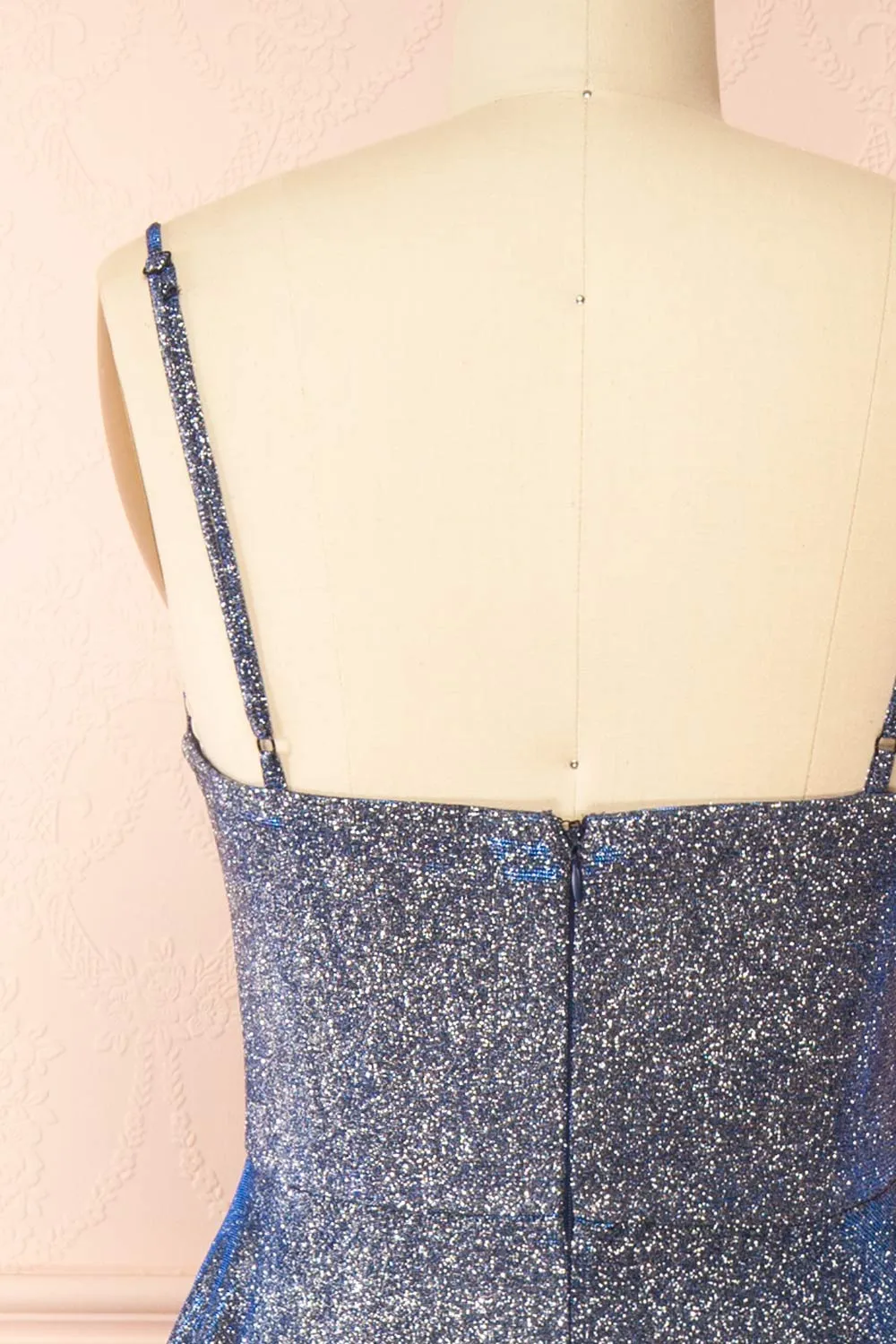 Fadia Navy | Sparkly Maxi Dress w/ Slit and pockets