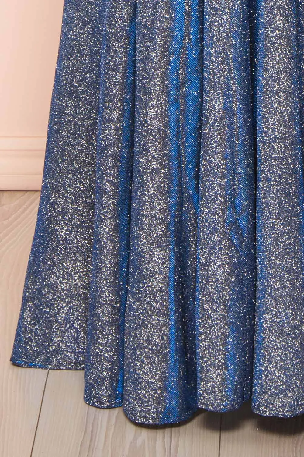 Fadia Navy | Sparkly Maxi Dress w/ Slit and pockets