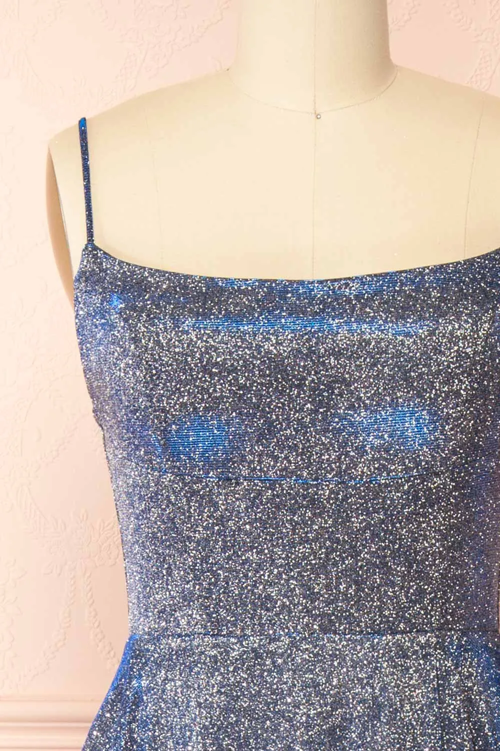 Fadia Navy | Sparkly Maxi Dress w/ Slit and pockets