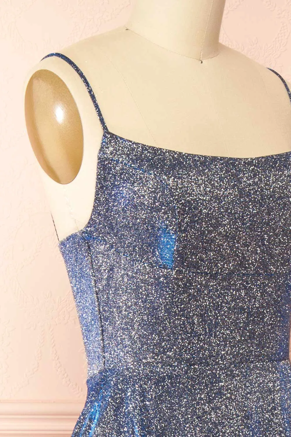 Fadia Navy | Sparkly Maxi Dress w/ Slit and pockets