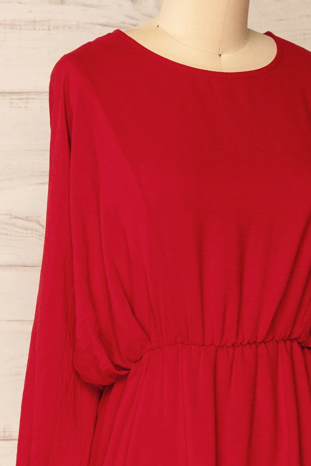 Hermanas Red | Short A-line Dress w/ Long Sleeves