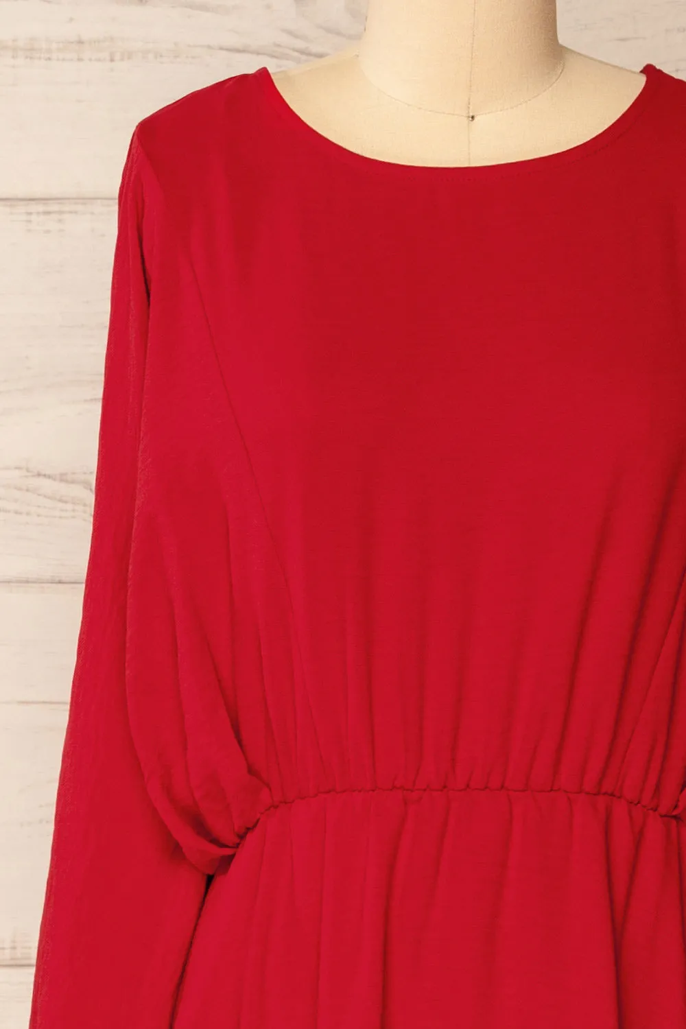 Hermanas Red | Short A-line Dress w/ Long Sleeves