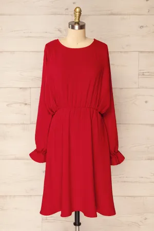Hermanas Red | Short A-line Dress w/ Long Sleeves