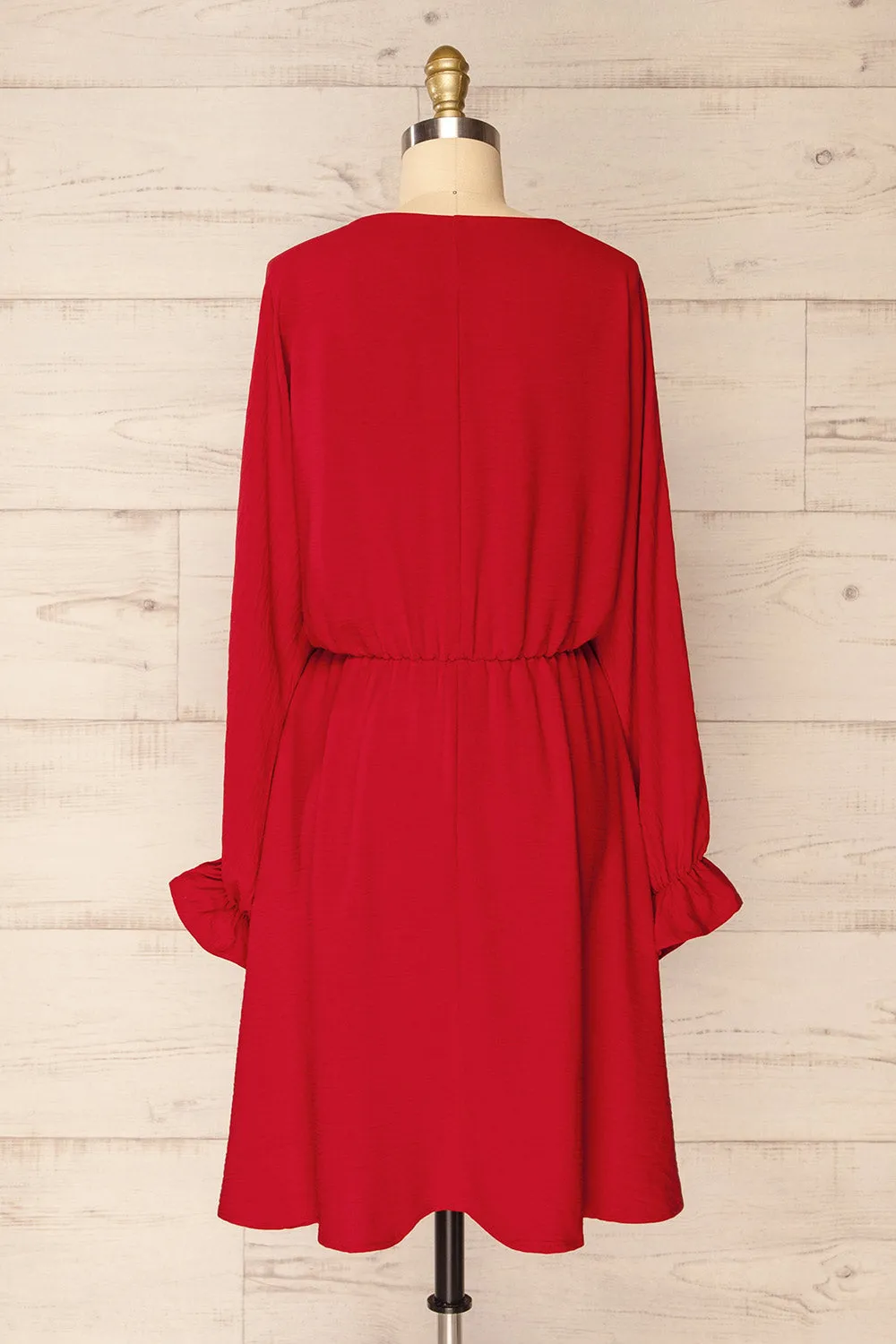 Hermanas Red | Short A-line Dress w/ Long Sleeves