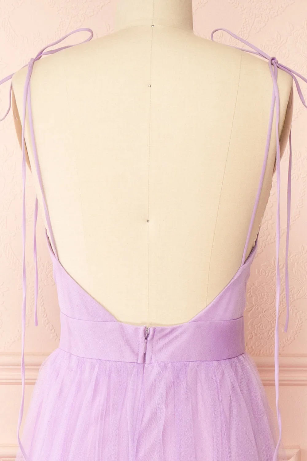 Hyedi Lavender | Tulle Gown with Plunging Neckline