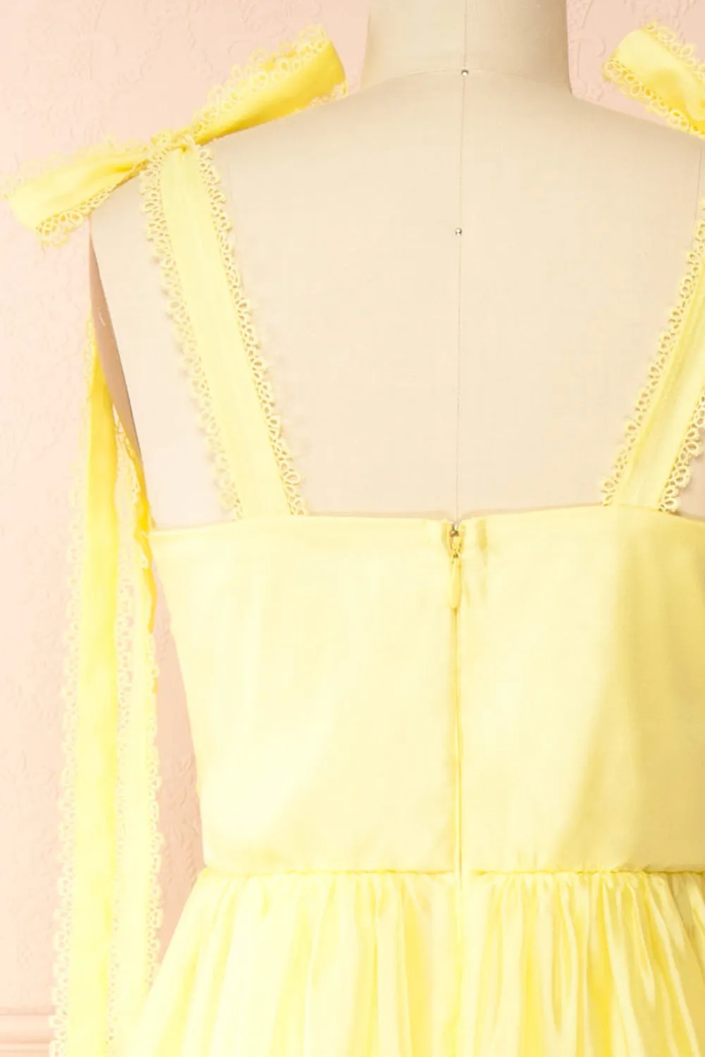 Indya Yellow | Organza Maxi Dress w/ Tie Straps