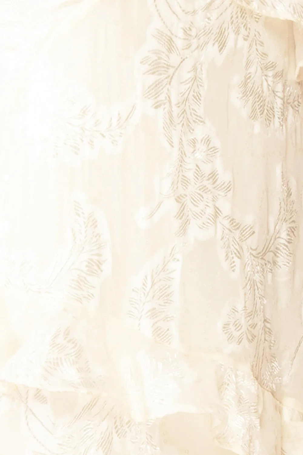 Ixilda | Long Ivory Floral Dress w/ Ruffles