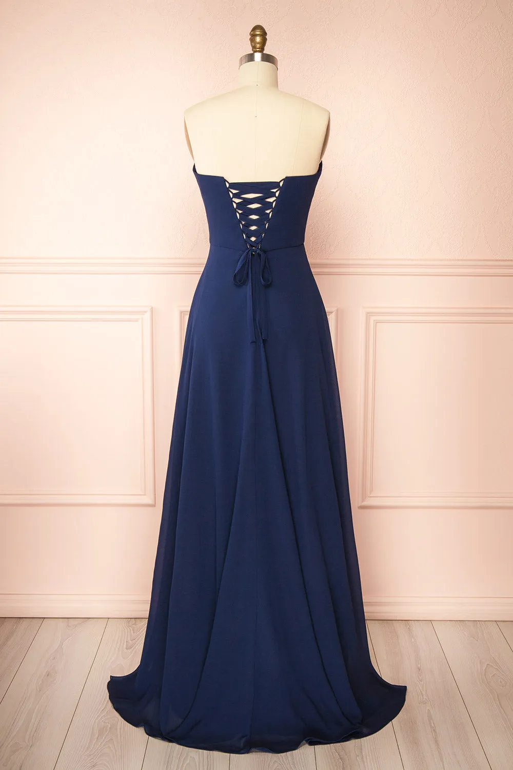 Janie Navy | Chiffon Maxi Dress w/ Neck Scarf