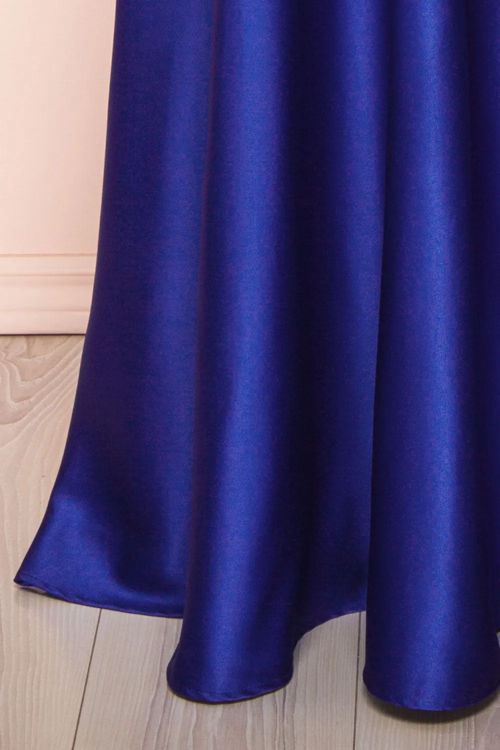 Julia Blue | Satin Maxi Dress w/ High Slit