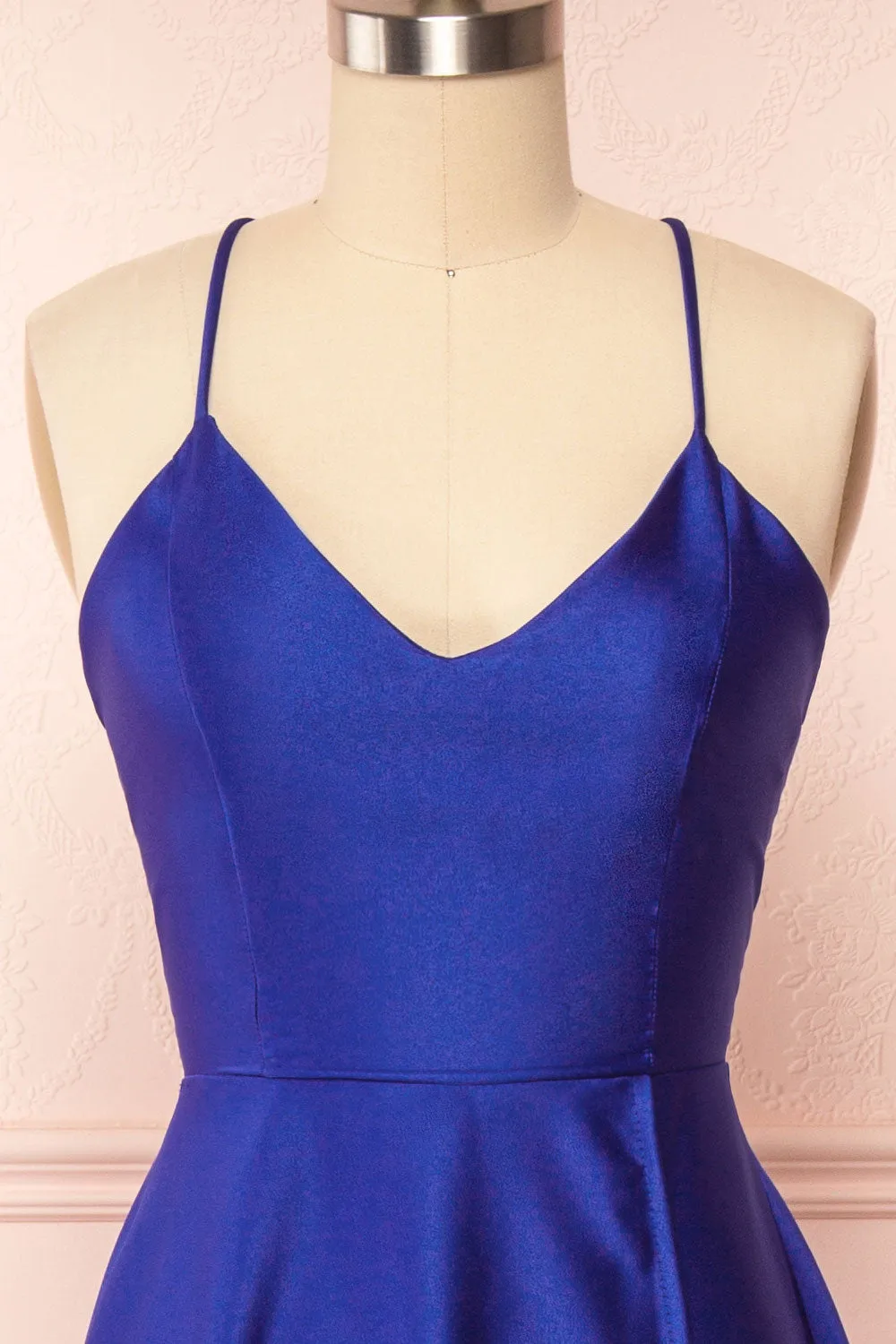 Julia Blue | Satin Maxi Dress w/ High Slit