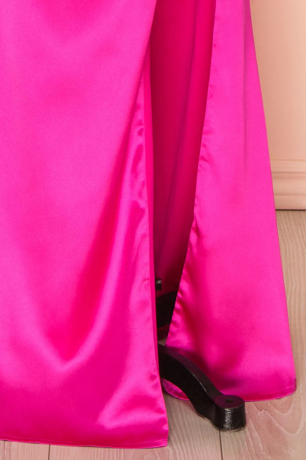 Kesha Fuchsia | Corset Cowl Neck Maxi Dress