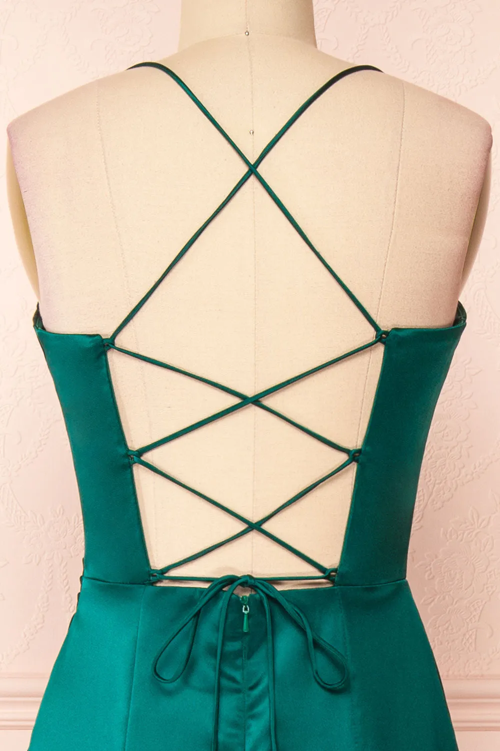 Kesha Green | Corset Cowl Neck Maxi Dress
