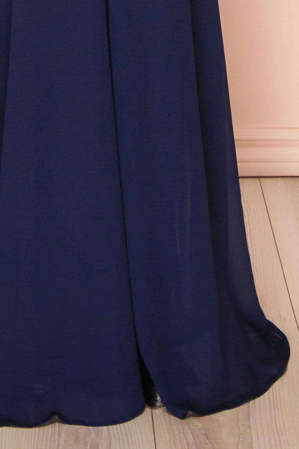 Kieran Navy | A-Line Maxi Dress w/ Lace