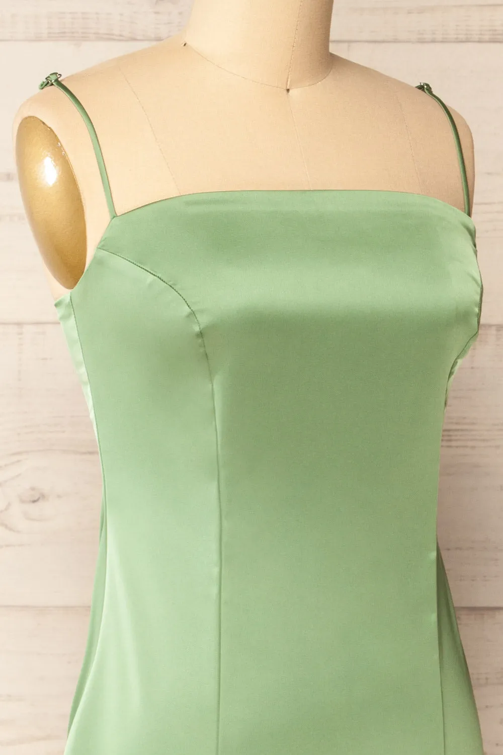 Korina Sage | Fitted Satin Midi Dress