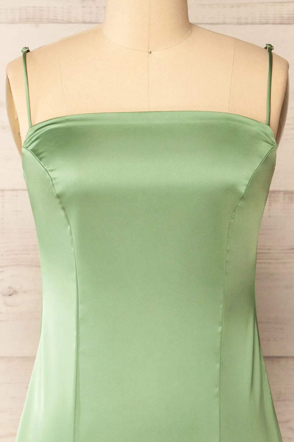 Korina Sage | Fitted Satin Midi Dress