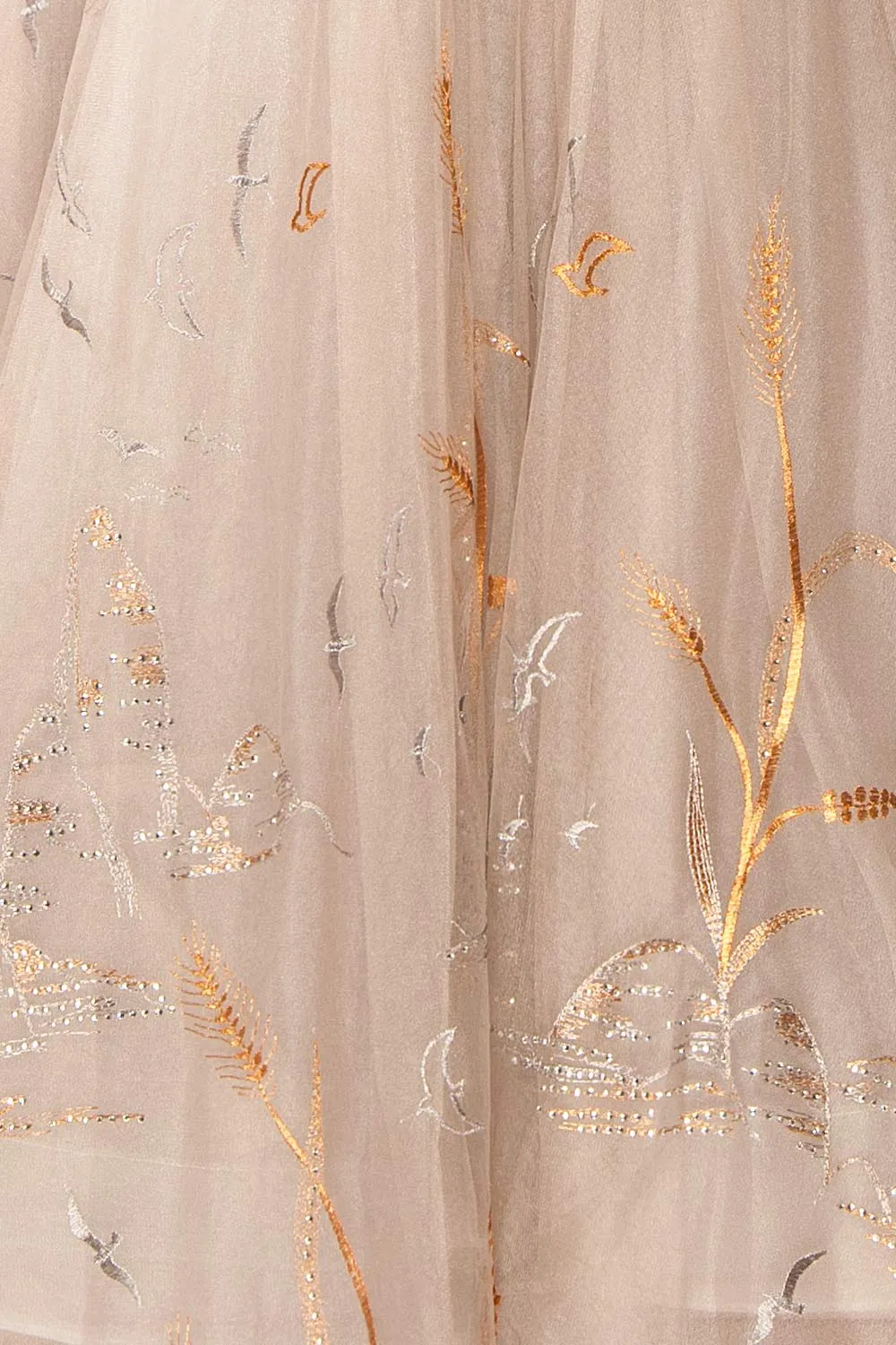 Ksenia | A-Line Midi Dress w/ Bird Embroidery