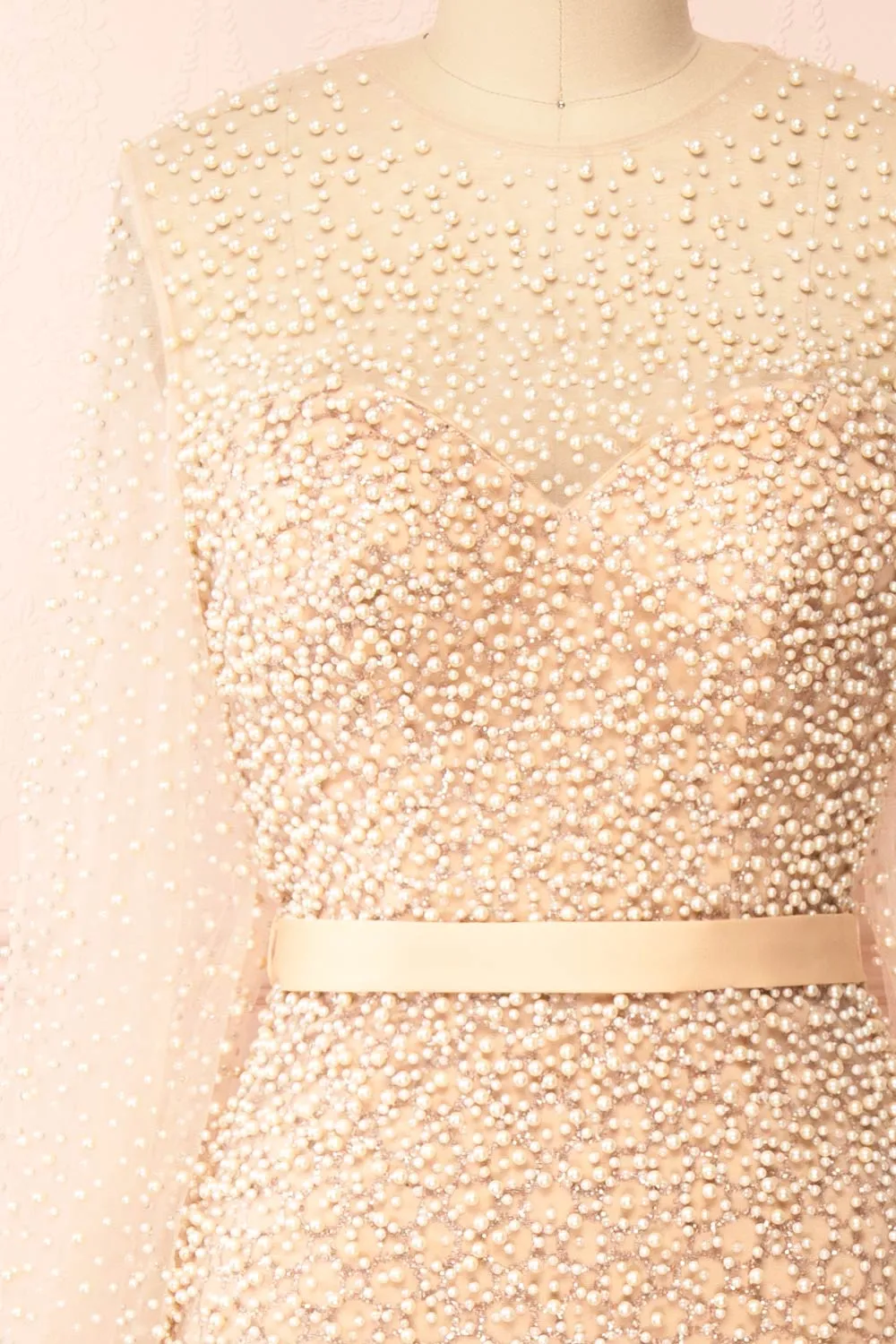 Laelia | Long Sleeve Beaded High-Low Midi Dress