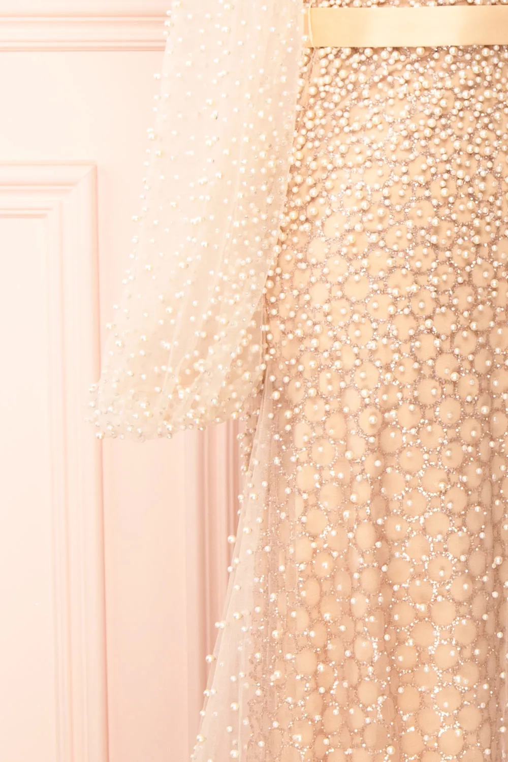 Laelia | Long Sleeve Beaded High-Low Midi Dress