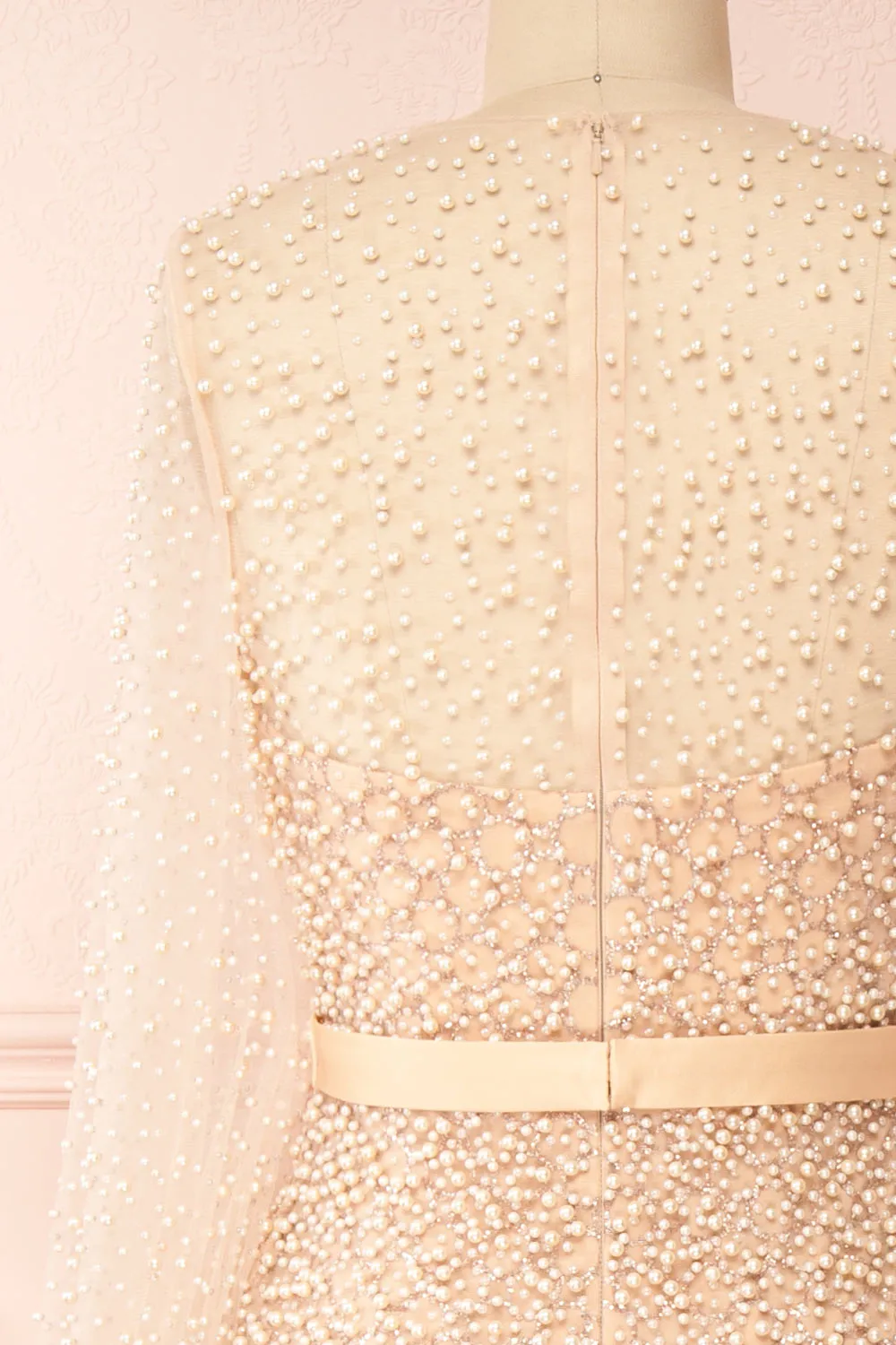 Laelia | Long Sleeve Beaded High-Low Midi Dress